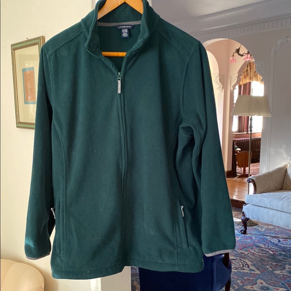 Lands End Sherpa Full Zip Fleece Jacket with 2 interior & 2 exterior pockets 2XL